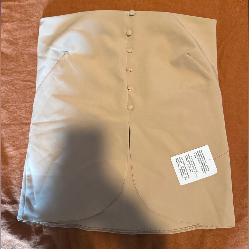 Beige Strapless Button-Front Top